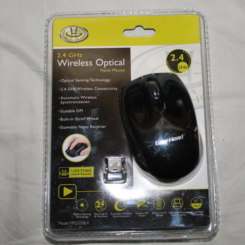 NWT Gear Head 2.4 GHz Wireless Optical Nano Mouse Black